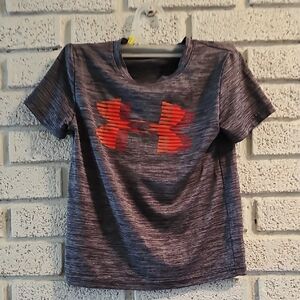 Under Armour Kids' Heathered Gray Tee with Orange Logo